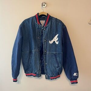 Vintage Atlanta Braves Starter Denim and Blue Varsity Jacket